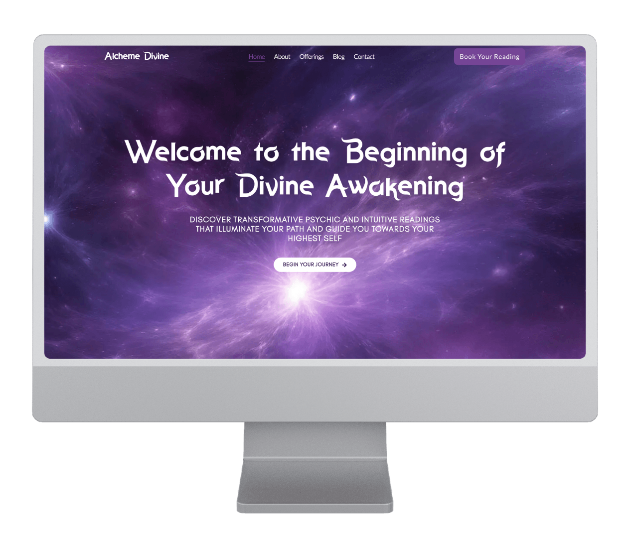 Alcheme Divine psychic reading website homepage design