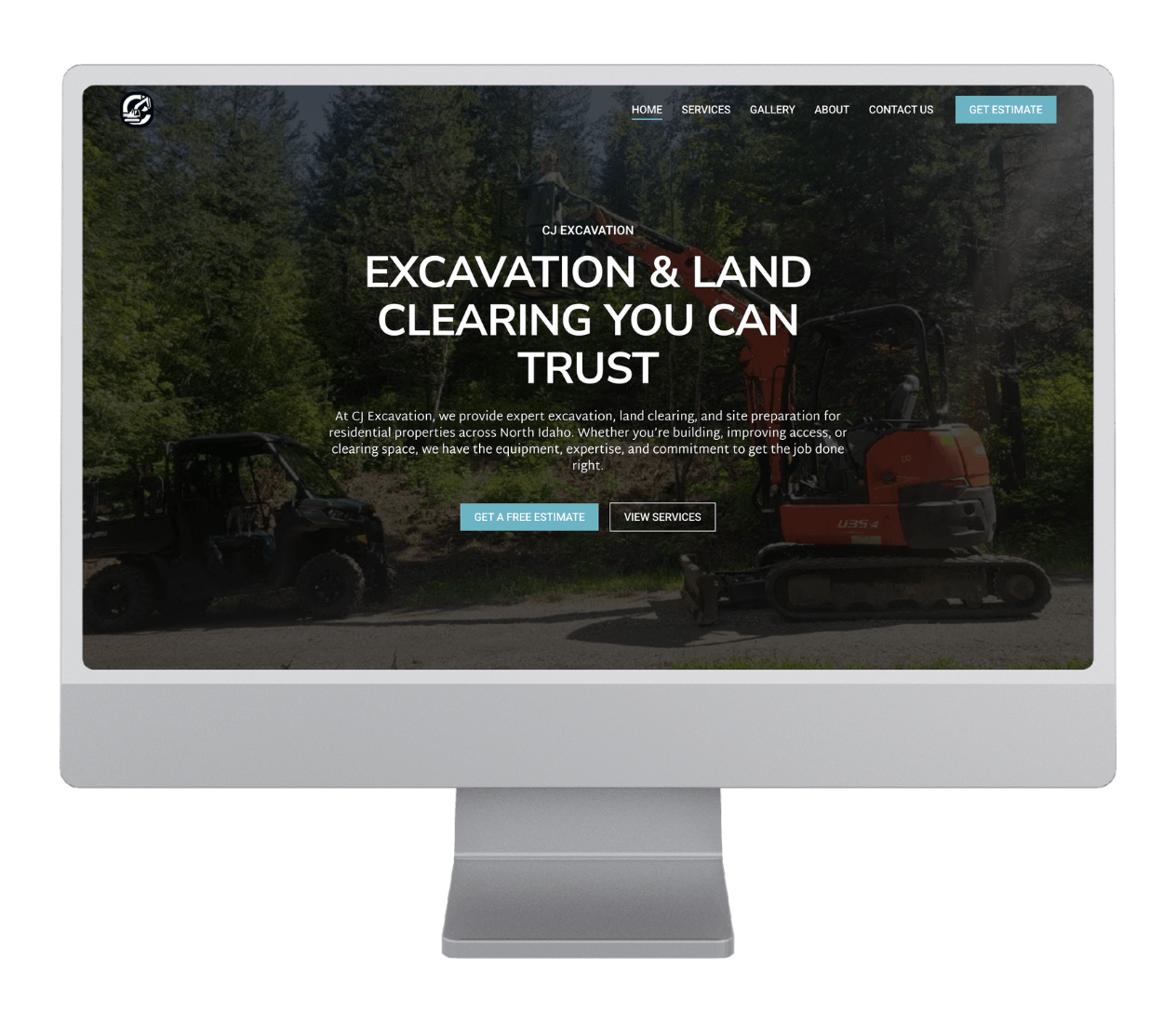 C&J Excavation website homepage design for a North Idaho excavation company